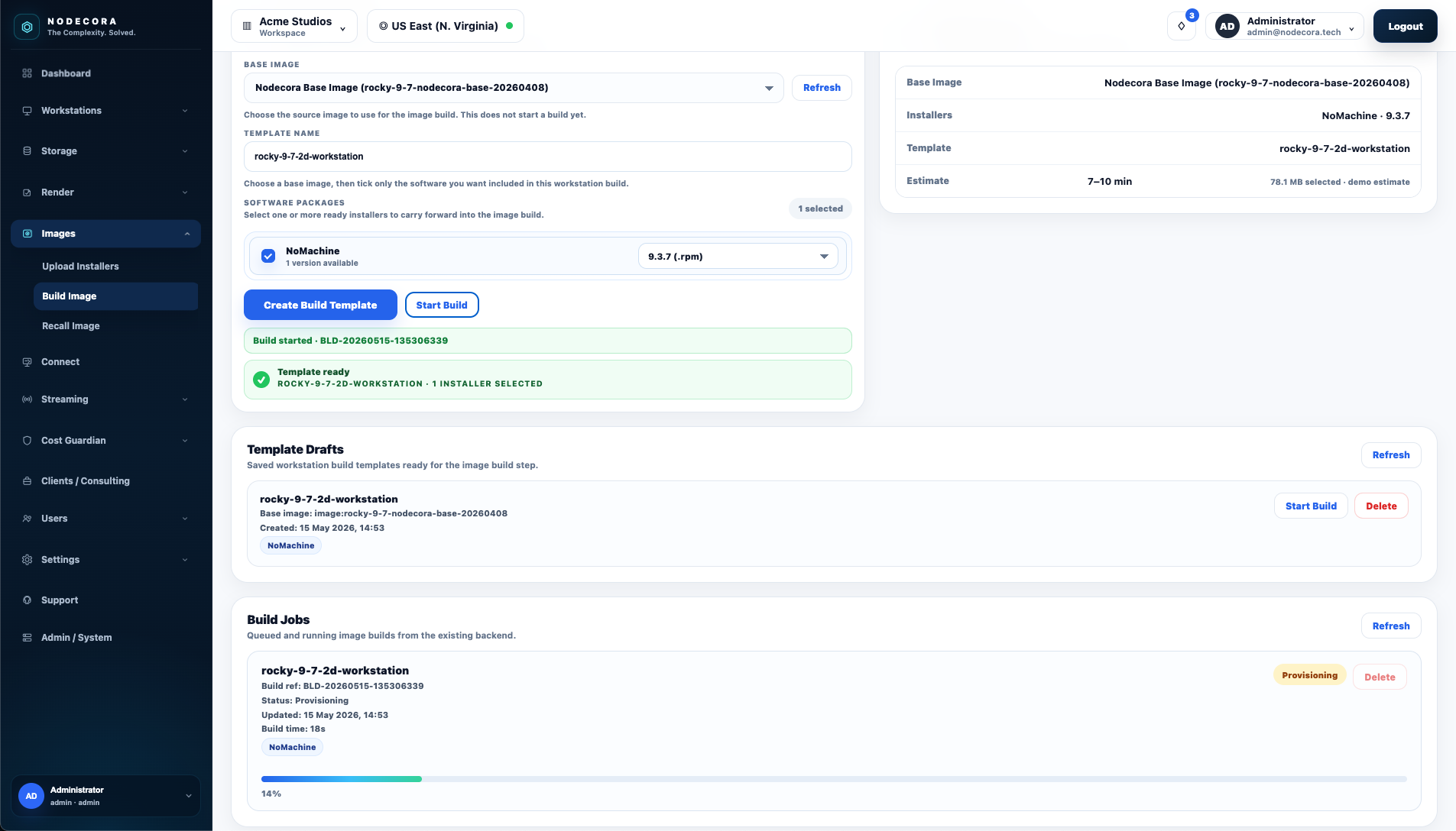 NodeCora Build Image workflow preview